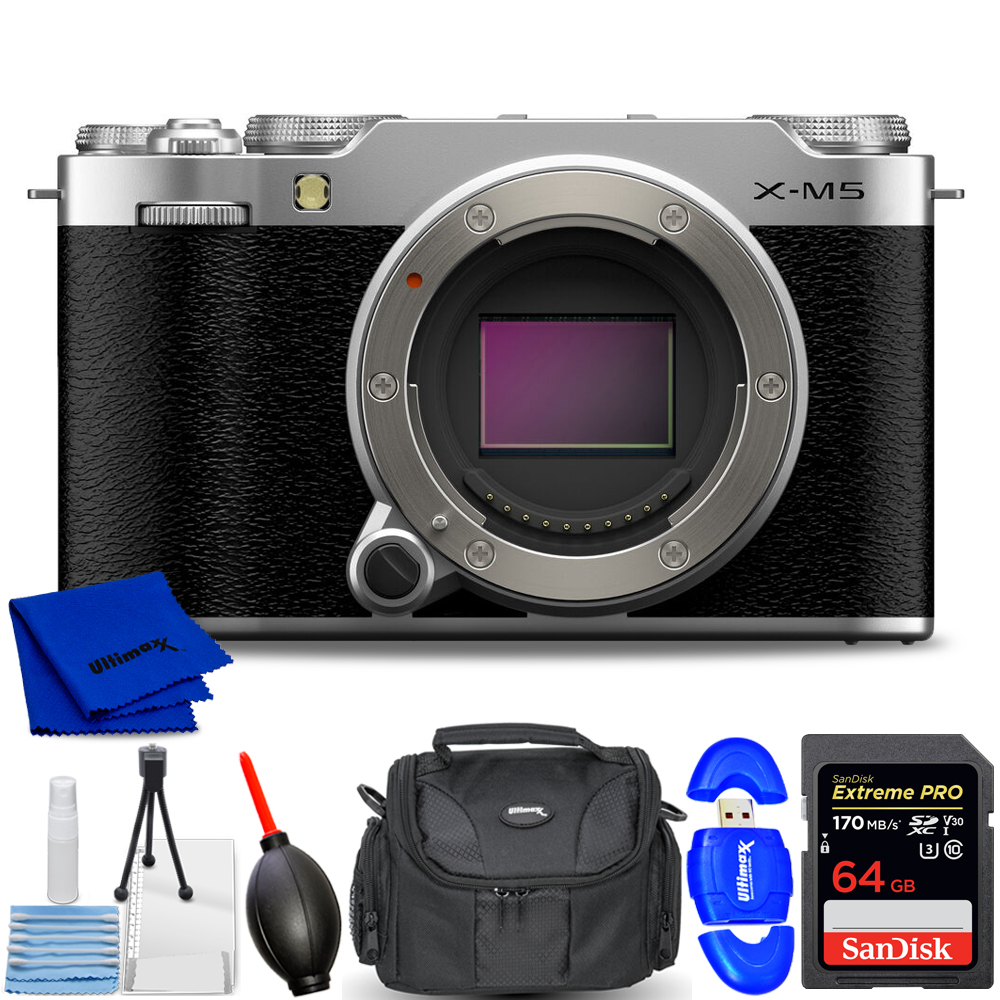 FUJIFILM X-M5 Mirrorless Camera (Silver) 16900707 - 7PC Accessory