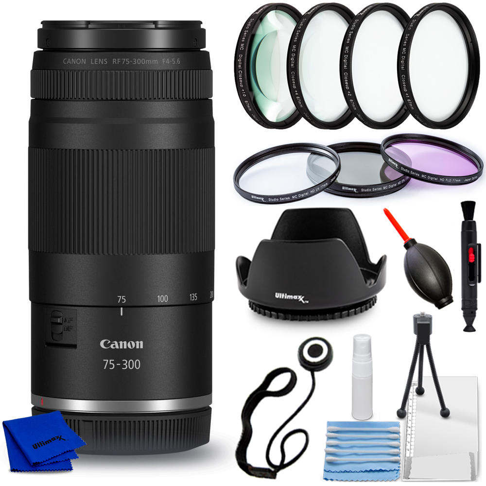 Canon RF 75-300mm f/4-5.6 Lens 7155C002 - 9PC Accessory Bundle | eBay