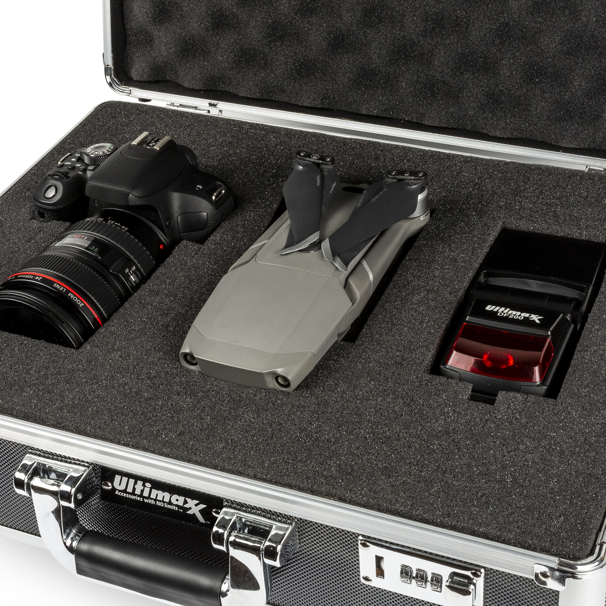 Medium Aluminum Camera Drone Case DIY Customizable Foam with Dual Combo Locks 738676509250 | eBay