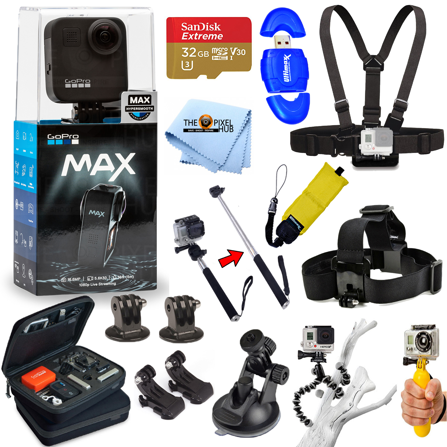 Gopro Max 360 Action Camera All In 1 Pro Accessory Kit W 32gb Sandisk More Ebay