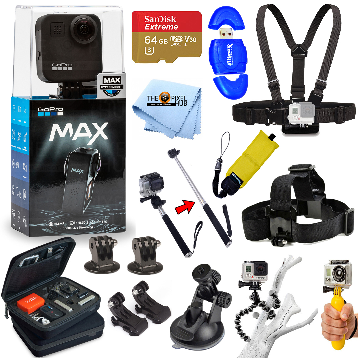 Gopro Max 360 Action Camera All In 1 Pro Accessory Kit W 64gb Sandisk More Ebay