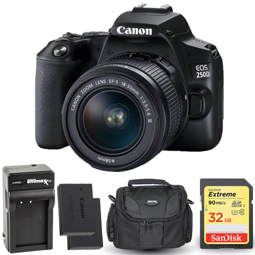 Canon EOS 250D/Rebel SL3 with 1855mm III Lens + Extra Battery 32GB