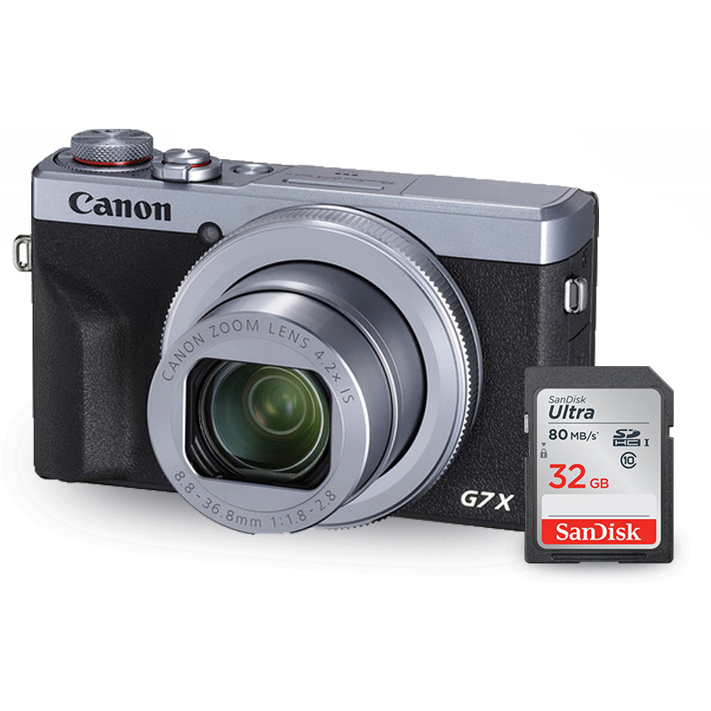 Canon PowerShot G7 X Mark III Digital Camera (Silver) + Sandisk Ultra