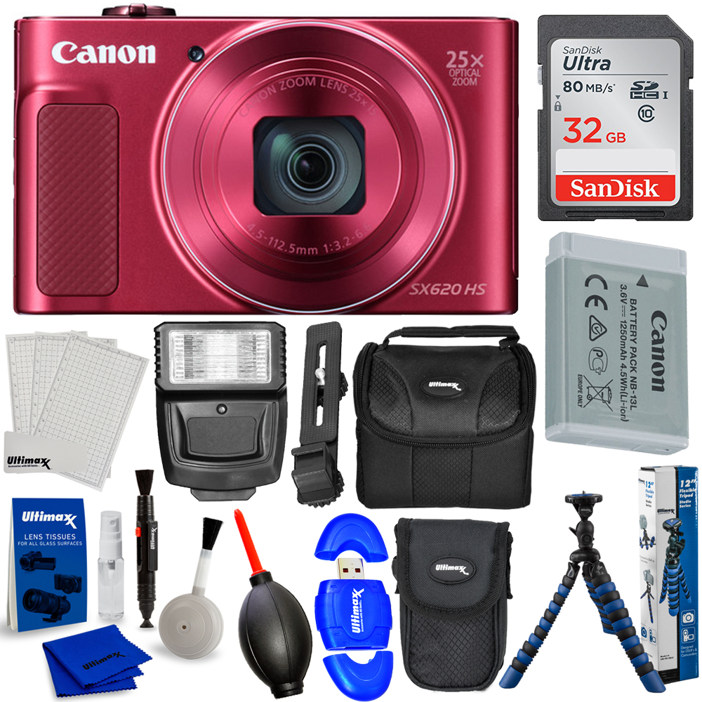 canon 1073c014 powershot sx620 hs digital camera red