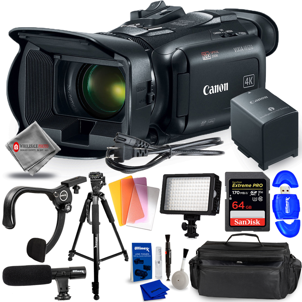 Canon Vixia HF G50 UHD 4K Camcorder (Black) + LED Light Kit