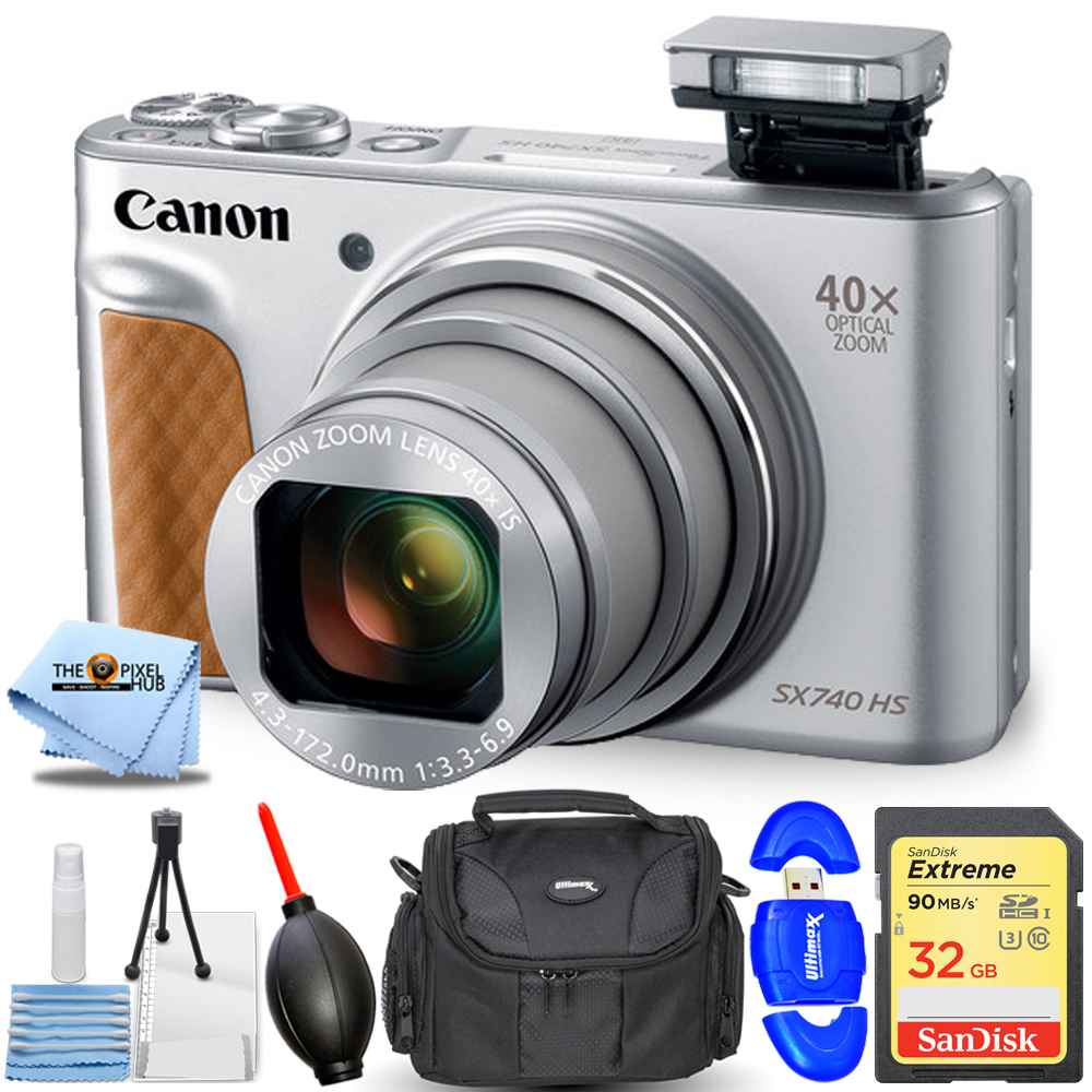 Canon PowerShot SX740 HS Digital Camera (Silver) 2956C001 + 32GB + Case