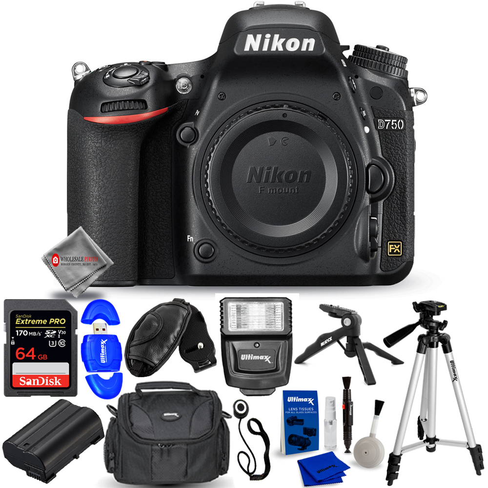  Nikon  D750  DSLR Camera Body Only 64GB Flash  Bundle 