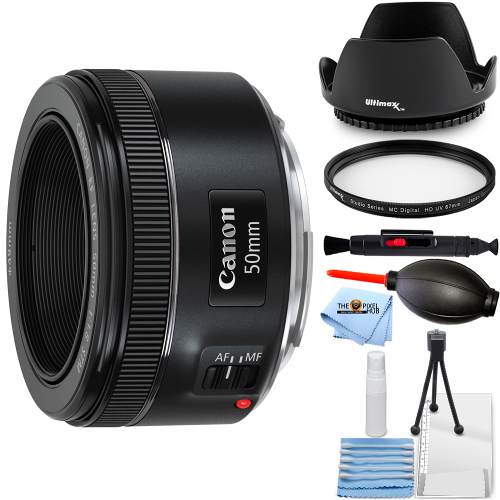 Canon 50mm f/1.8 & 16mm f/2.8 レンズセット Canon EF 50mm f/1.8 STM Lens 0570C002 + UV Filter + Tulip Hood