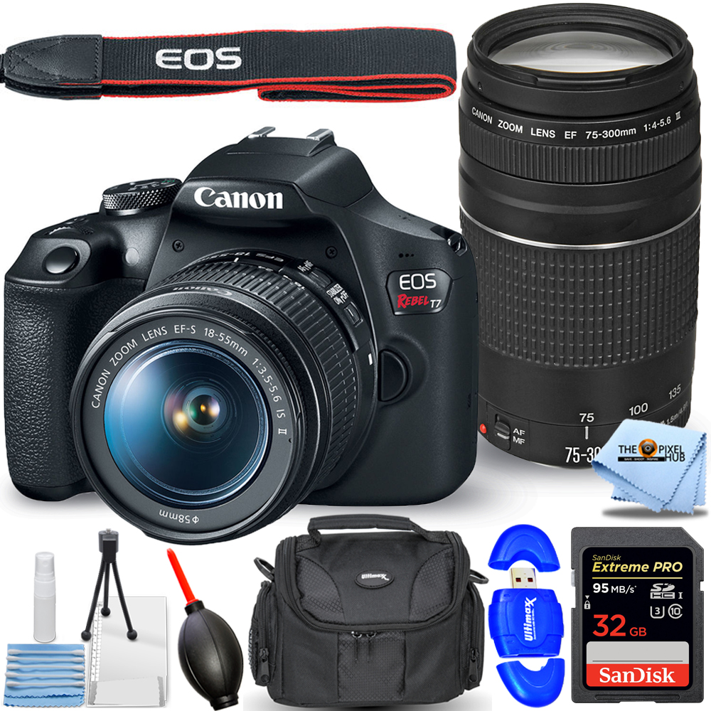Canon EOS Rebel T7 DSLR with 18-55mm + 75-300mm Lenses - Essential