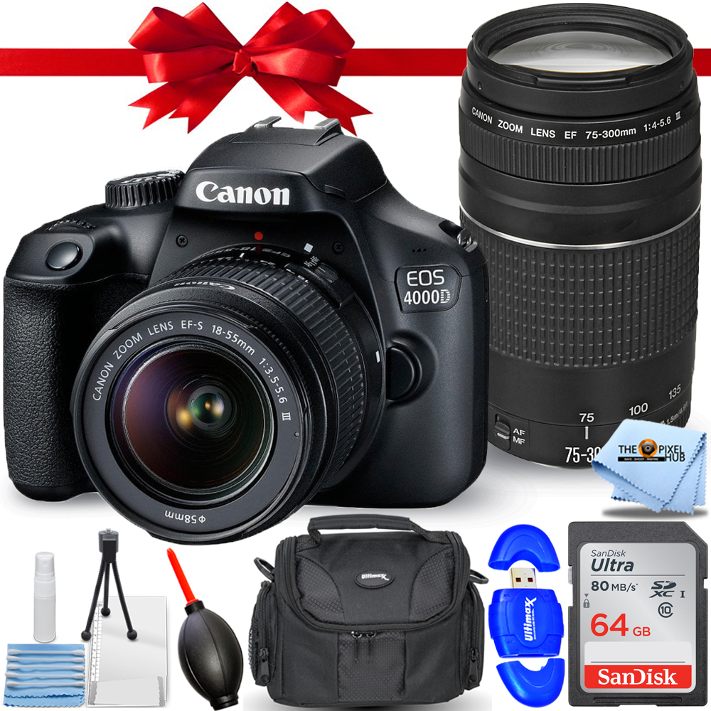 Canon EOS 4000D / Rebel T100 with 1855mm III + 75300mm Lenses