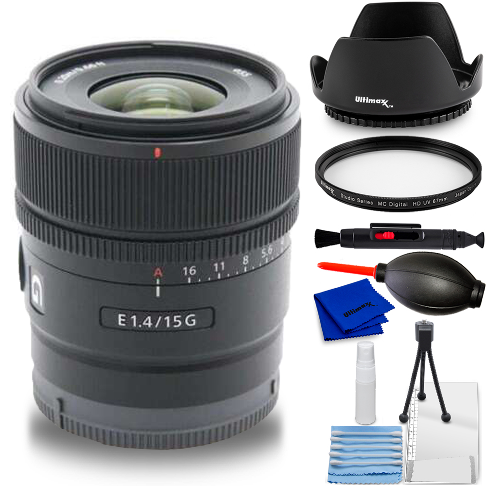 Sony E 15mm f/1.4 G Lens SEL15F14G - 7PC Accessory Bundle Sony E 15mm f/1.4 G Lens SEL15F14G - 7PC Accessory Bundle