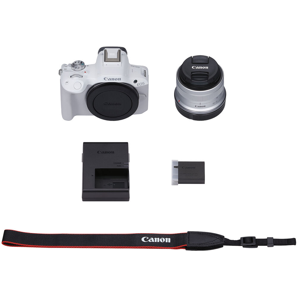 Canon EOS R50 Mirrorless Camera with 18-45mm Lens (White