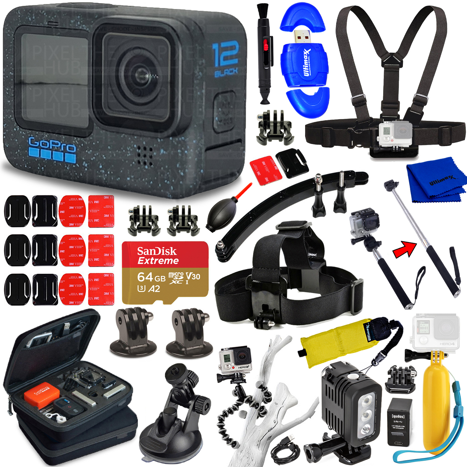 GoPro HERO12 Black CHDHX-121-CN - 20PC 64GB Accessory Bundle | eBay